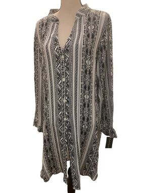 Women’s Tribal Aztec Print Shirt Dress Cover Up New Size XL Pacific Beach